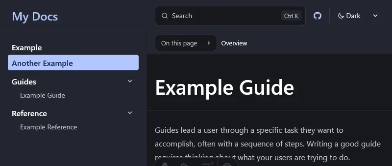 Starlight sidebar where the margin between root-level items is smaller